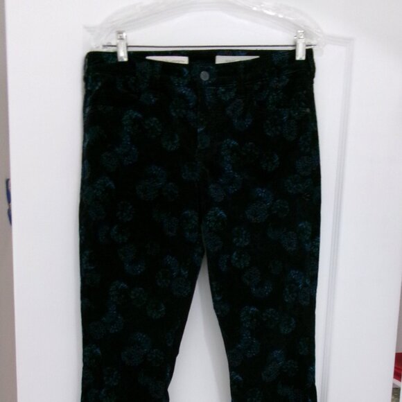 Like New Pilcro and the Letterpress SCRIPT Velvet Jeans Black Blue Print 29 Pant - Picture 3 of 13